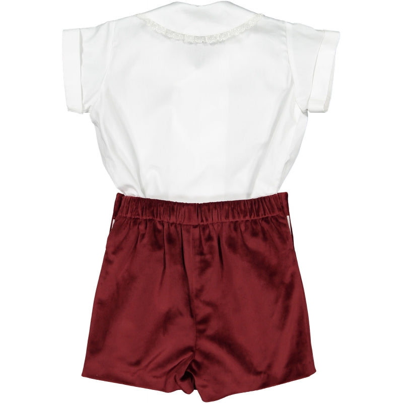 Pre-Order Sal & Pimenta Burgundy Velvet Baby Set - Born Childrens Boutique