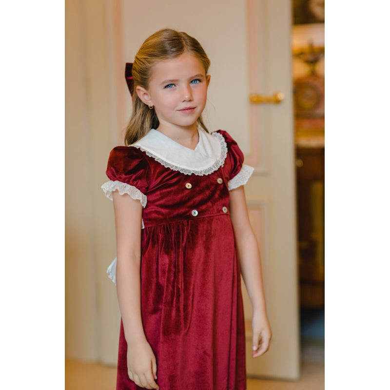 Pre-Order Sal & Pimenta Burgundy Velvet Dress - Born Childrens Boutique