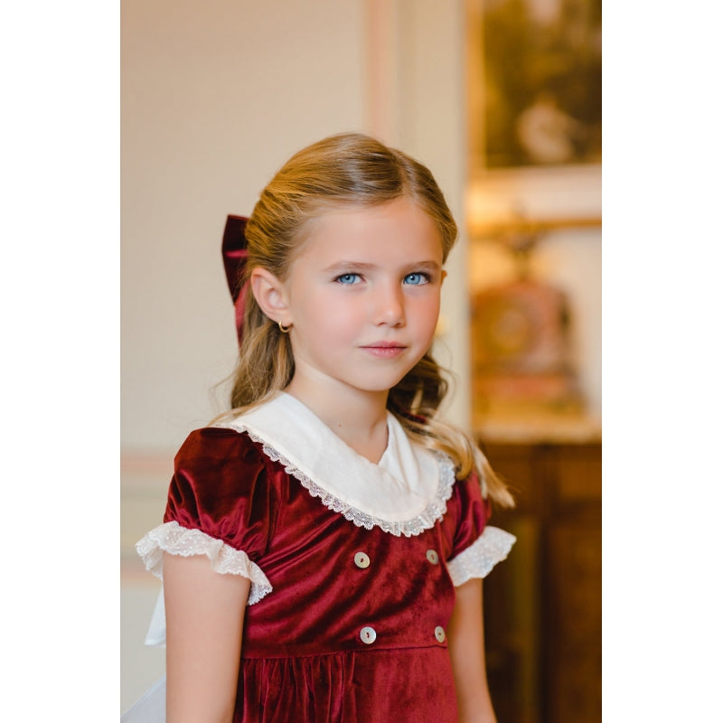 Pre-Order Sal & Pimenta Burgundy Velvet Dress - Born Childrens Boutique