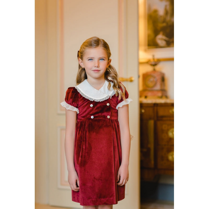 Pre-Order Sal & Pimenta Burgundy Velvet Dress - Born Childrens Boutique