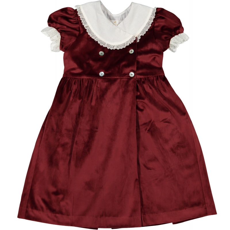 Pre-Order Sal & Pimenta Burgundy Velvet Dress - Born Childrens Boutique