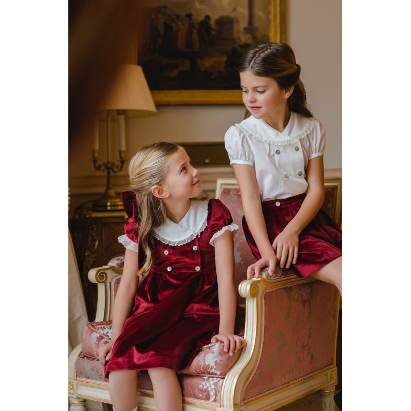 Pre-Order Sal & Pimenta Burgundy Velvet Dress - Born Childrens Boutique