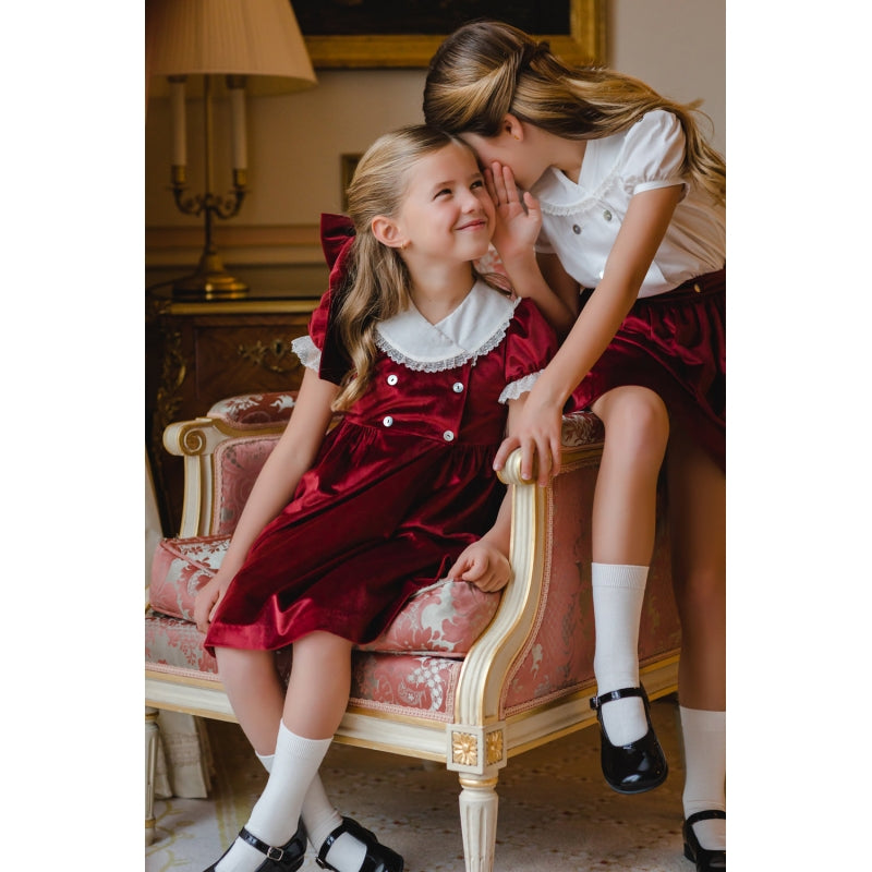Pre-Order Sal & Pimenta Burgundy Velvet Dress - Born Childrens Boutique