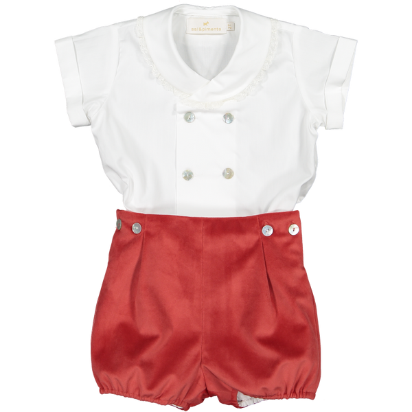 Sal & Pimenta Carmine Velvet Baby Set - Born Childrens Boutique
