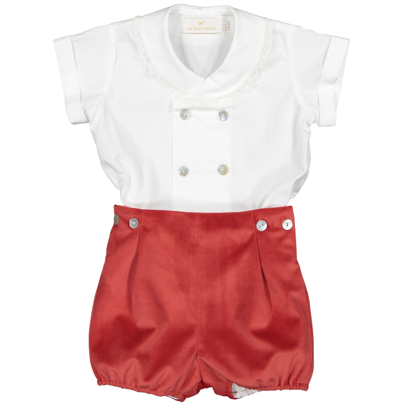 Sal & Pimenta Carmine Velvet Baby Set - Born Childrens Boutique