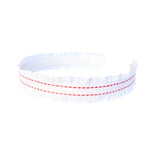 Double Ruffle White/Red Ticking Headband - Born Childrens Boutique
