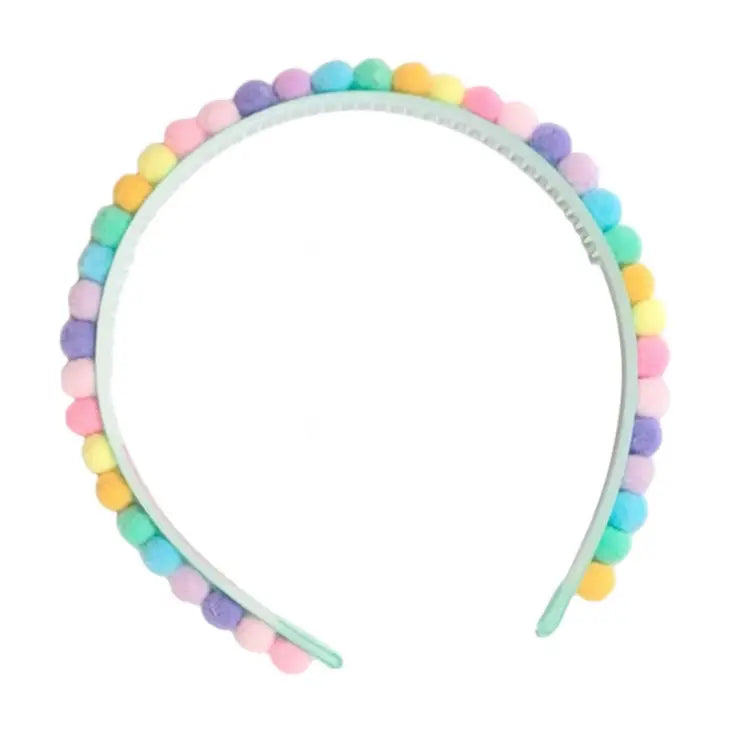 Pom Pom Headband - Pastel Rainbow - Born Childrens Boutique