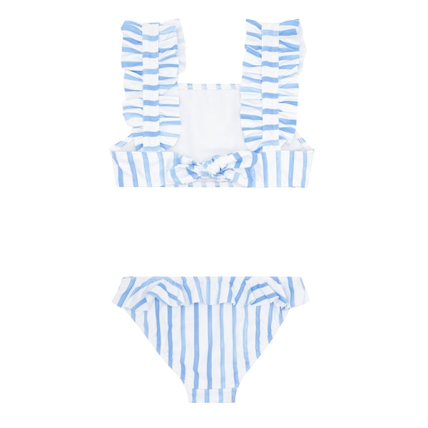 Pre-Order Bahamian Blue Stripe Ruffle Bikini - Born Childrens Boutique