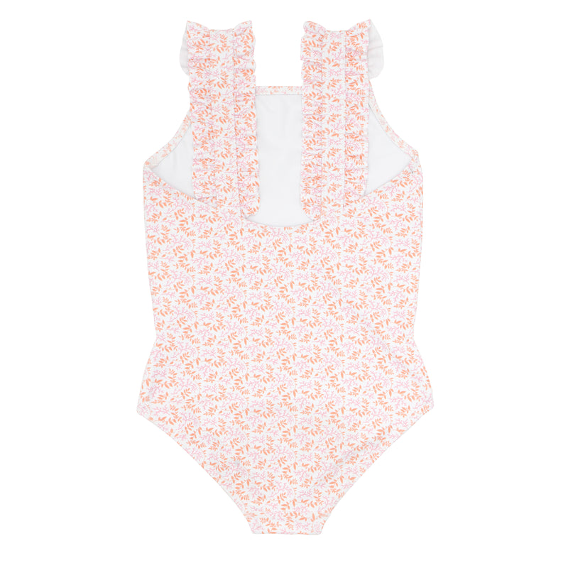 Pre-Order Calypso Coral Botanic Ruffle Strap One Piece - Born Childrens Boutique