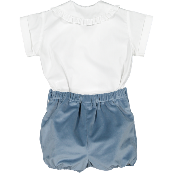 Pre-Order Dusty Blue Velvet Baby Set - Born Childrens Boutique