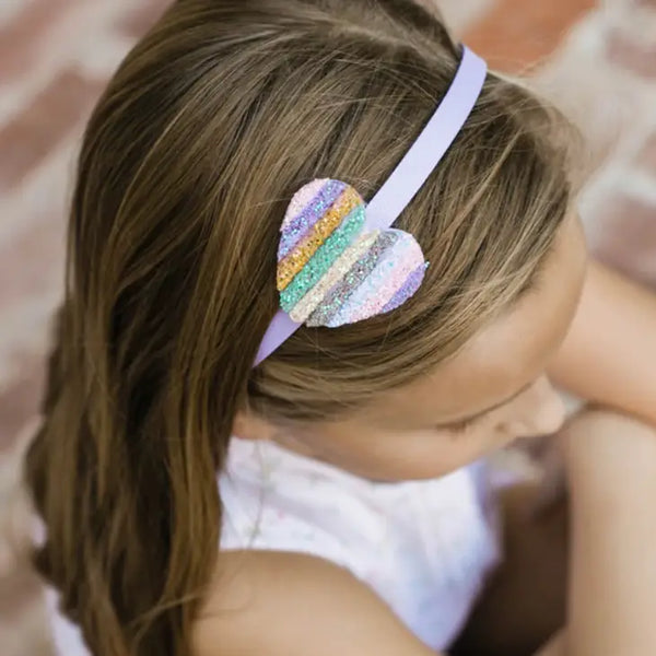 Heart Pastel Striped Headband - Born Childrens Boutique