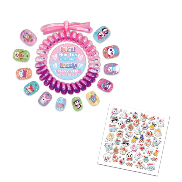 Dazzle Nails + Spiral Hair Tie/Bracelet - Born Childrens Boutique