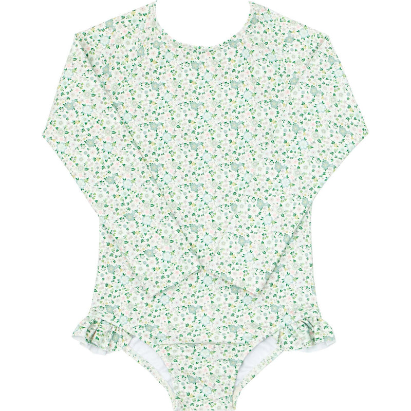 Sea Marsh Floral Rashguard One Piece - Born Childrens Boutique