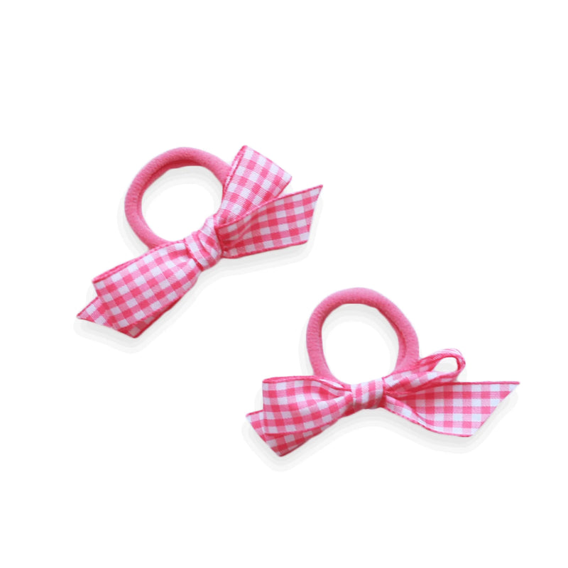 Gingham Hair Ties, Watermelon Pink - Born Childrens Boutique