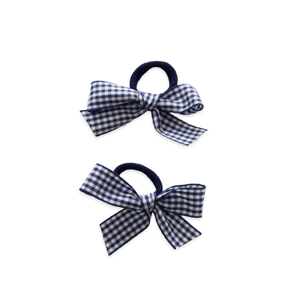 Gingham Hair Ties, Navy Blue - Born Childrens Boutique