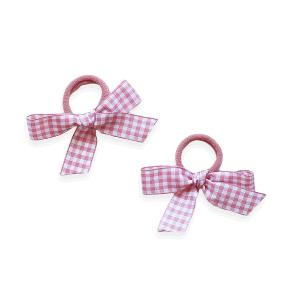 Gingham Hair Ties, Old Pink - Born Childrens Boutique