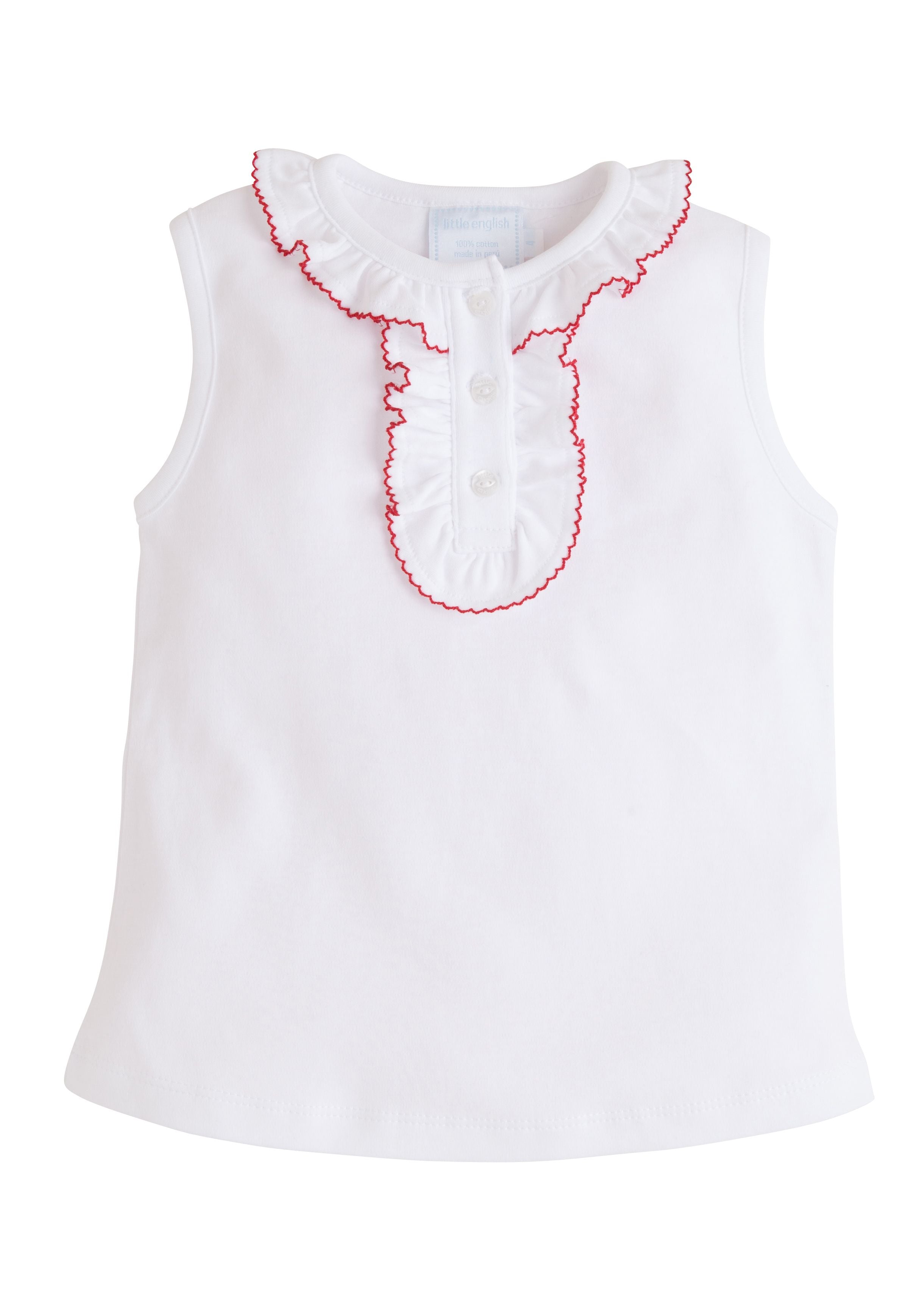 Little English Ruffled Henley - Red - Born Childrens Boutique