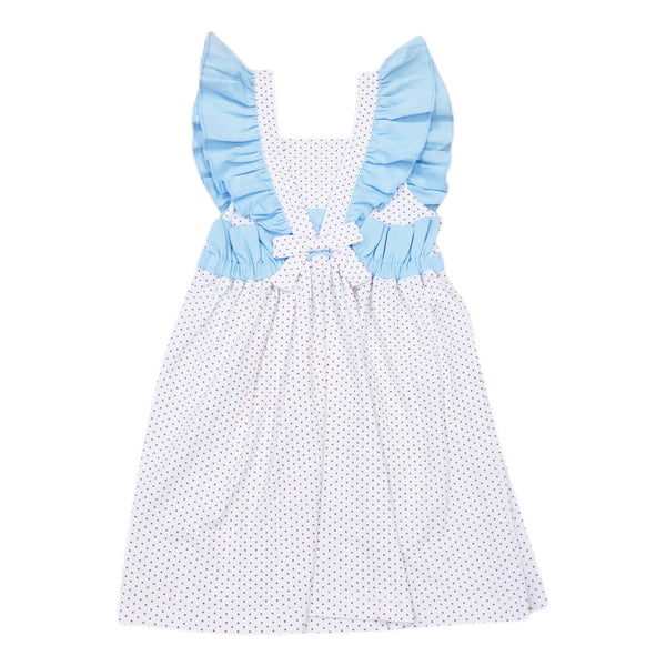 Bow Back Red Dot Pinafore Dress - Born Childrens Boutique