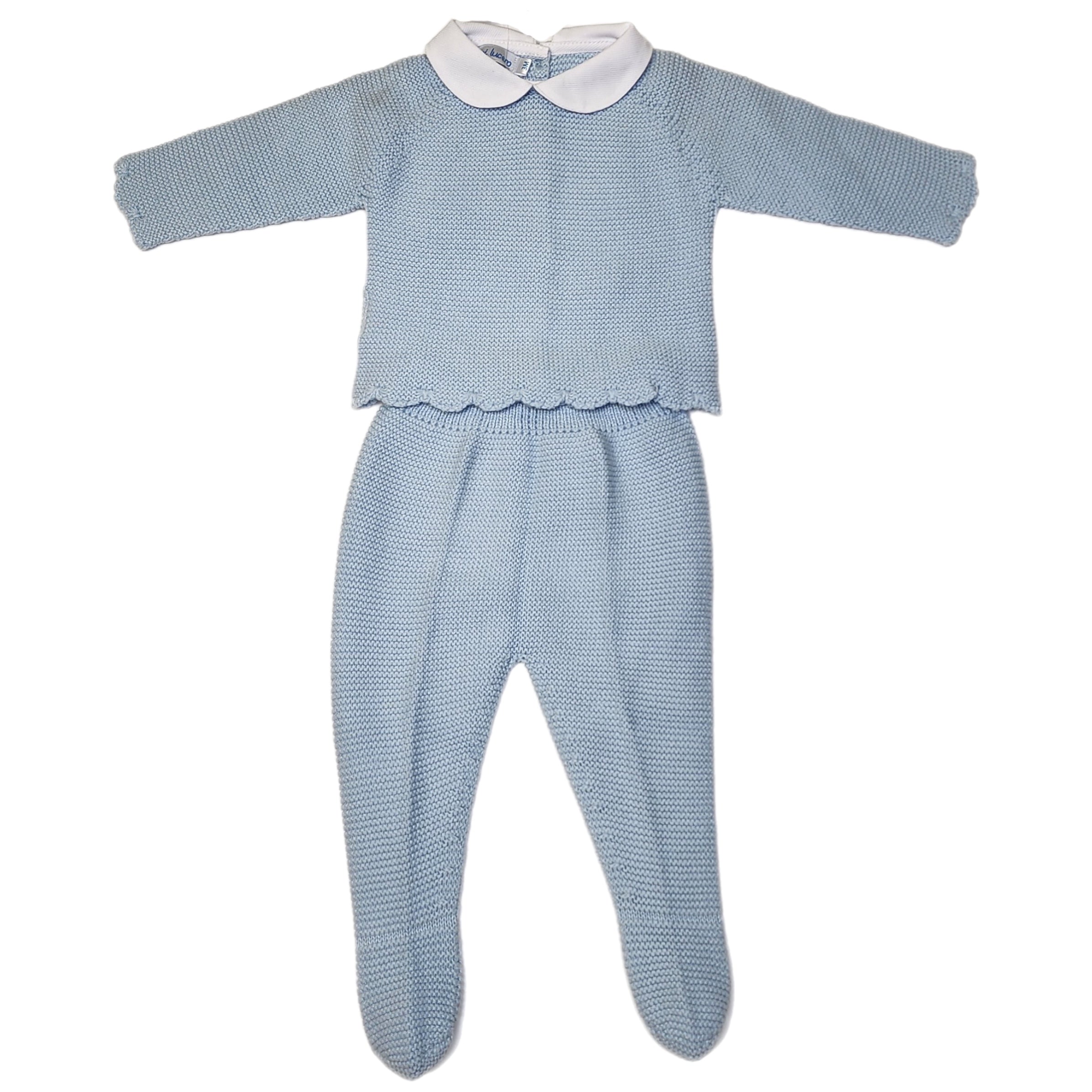 Button Back Garter Pant Blue - Born Childrens Boutique