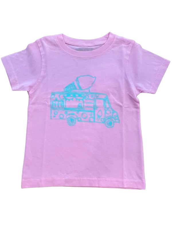 Short Sleeve Light Pink Ice Cream Truck T-Shirt - Born Childrens Boutique