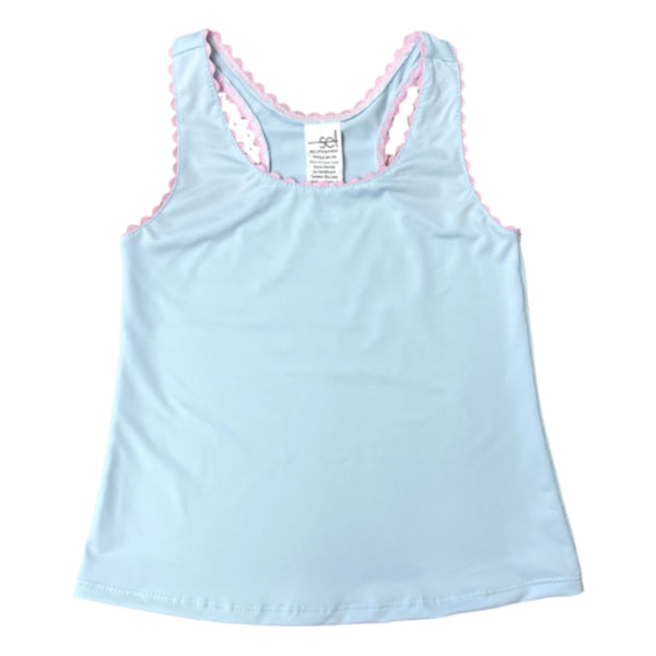 Pre-Order Set Athleisure Riley Razor Tank - Blue / Pink Ric Rac - Born Childrens Boutique