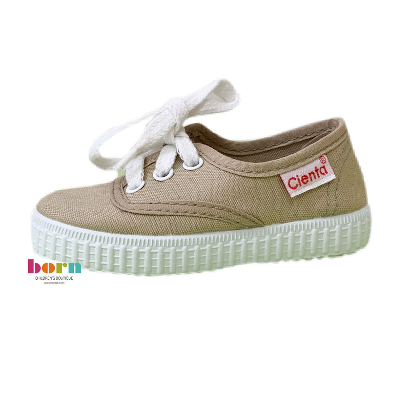 Cienta Kids Tan Lace Up - Born Childrens Boutique