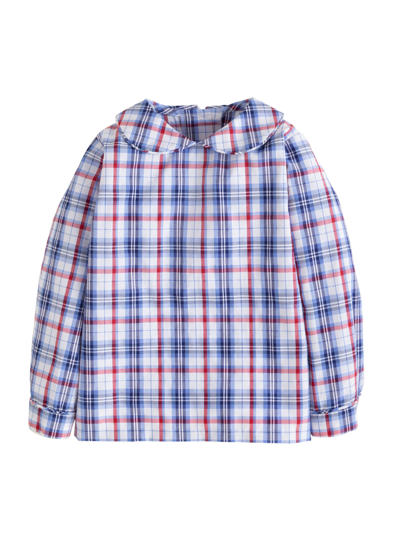 Little English Peter Pan Shirt - Bellfield Plaid - Born Childrens Boutique