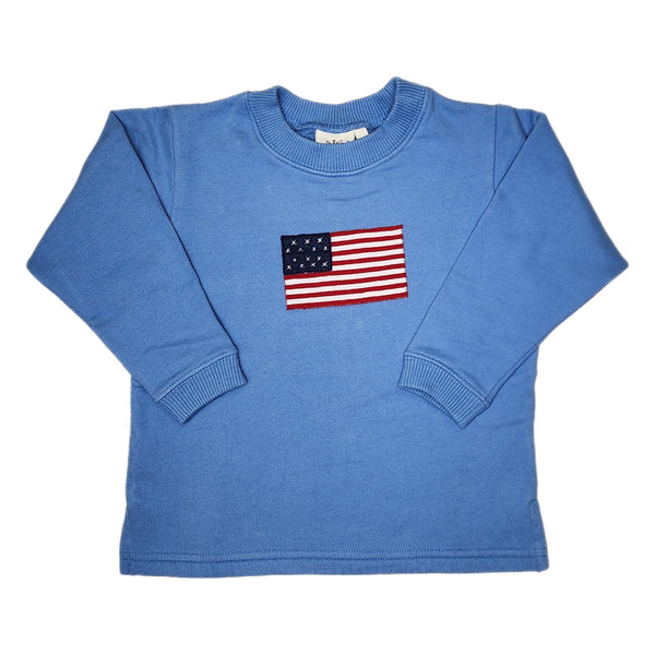Chambray American Flag Sweatshirt - Born Childrens Boutique