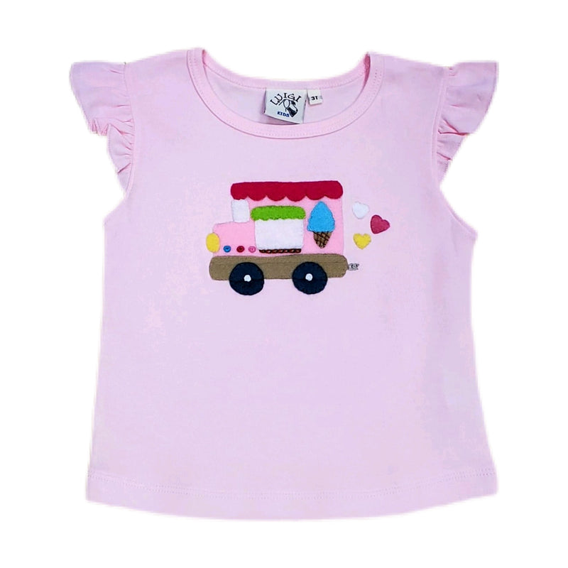 Girl Flutter Sleeve Shirt Ice Cream Truck - Born Childrens Boutique