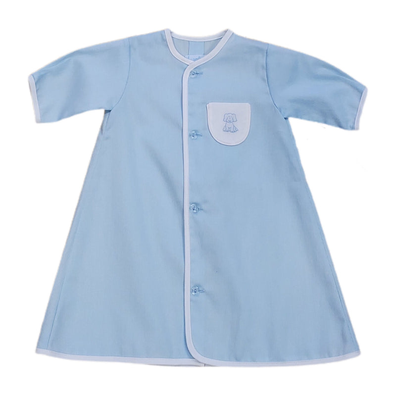 Pique Daygown Blue w/ Blue Puppy - Born Childrens Boutique