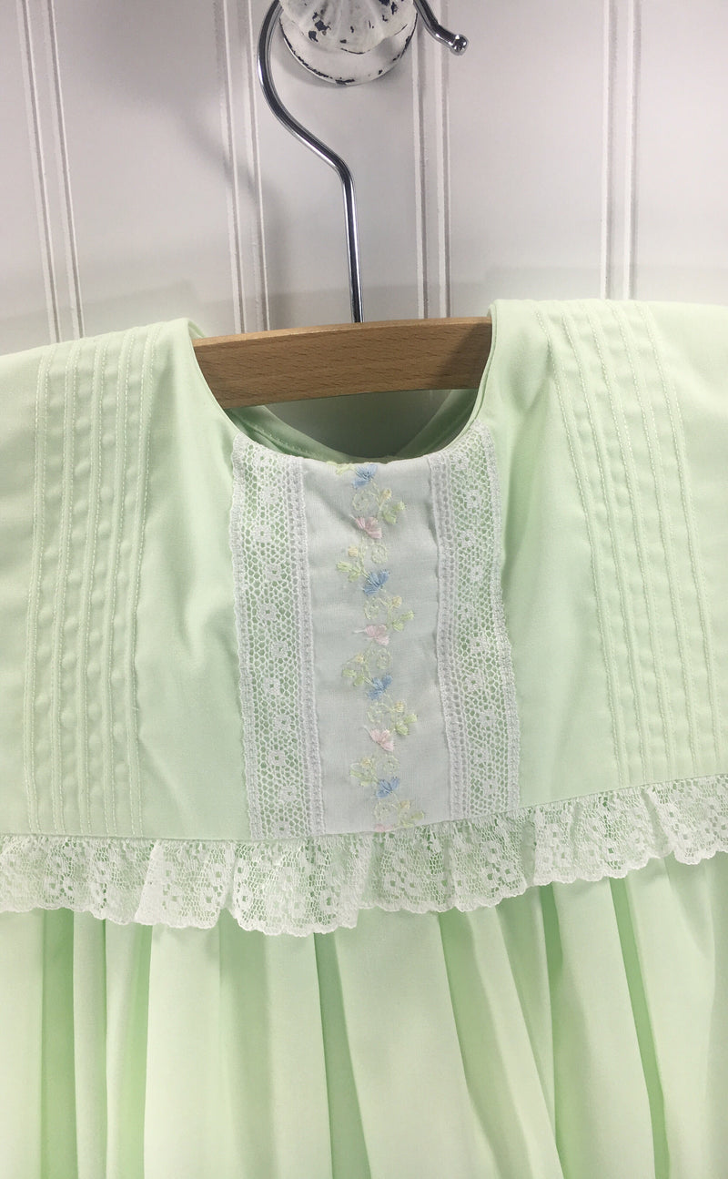 Heirloom Sleeveless Dress Mint with White Insertion - Born Childrens Boutique