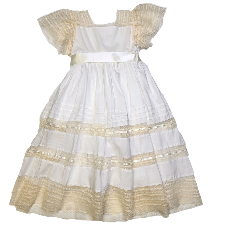 Phoenix & Ren White Lillian Dress - W/Ecru Lace - Born Childrens Boutique
