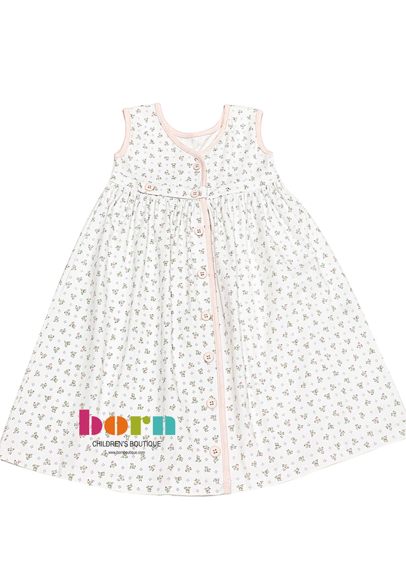 Pink Floral Button Back Sundress - Born Childrens Boutique