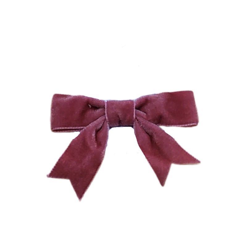 Wee Ones Old Rose Velvet Bowtie w/ Fancy Tail - Born Childrens Boutique