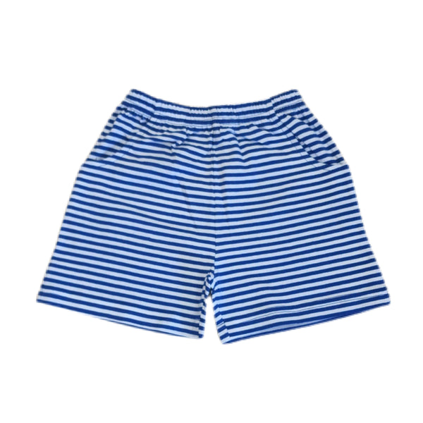 Royal Stripe Front Pocket Shorts - Born Childrens Boutique