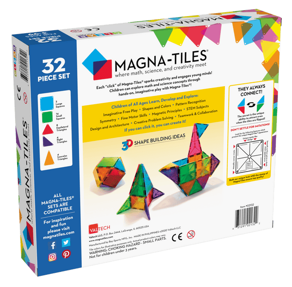 Magna-Tiles Clear Colors 32 Piece Set - Born Childrens Boutique