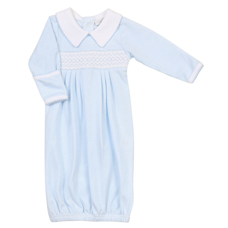 Claire and Clive's Classics Smocked Gown - Light Blue - Born Childrens Boutique