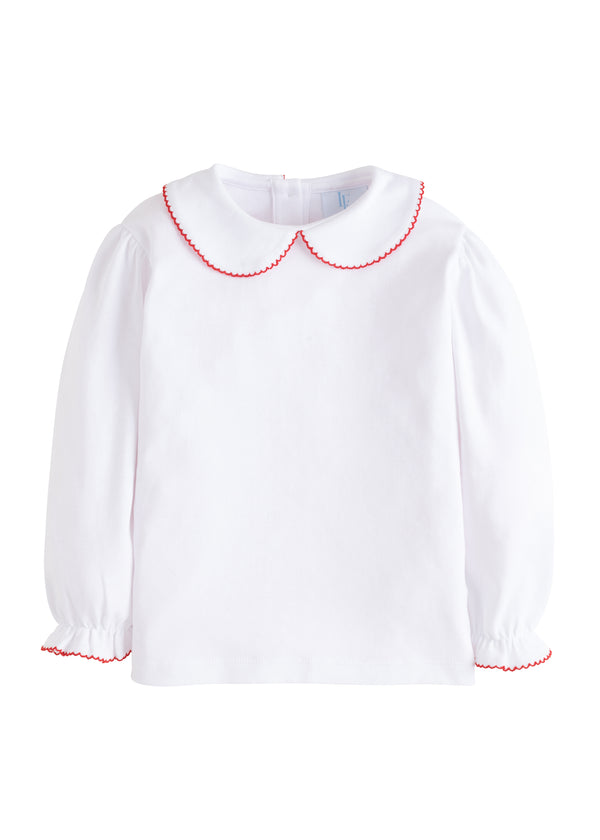 Girl's Peter Pan Blouse - Red - Born Childrens Boutique