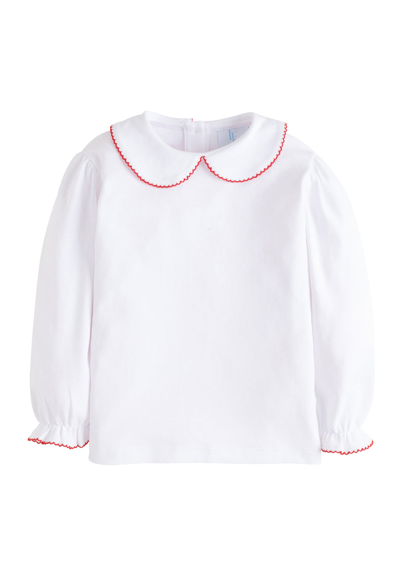 Girl's Peter Pan Blouse - Red - Born Childrens Boutique