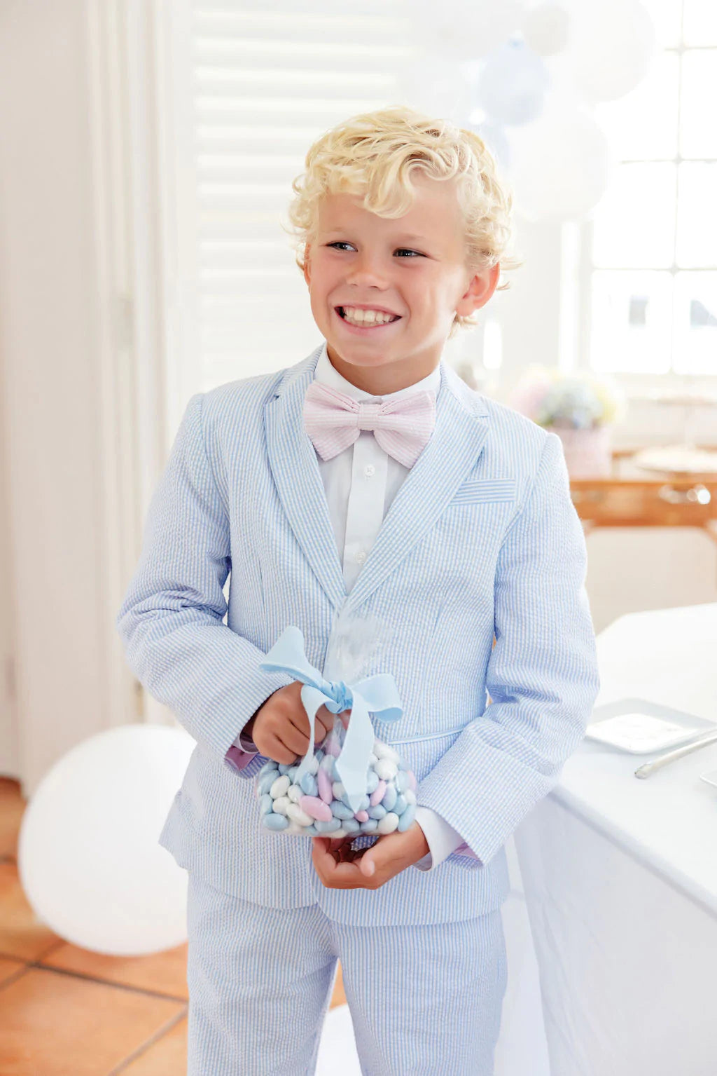 Prep School Pants Breakers Blue Seersucker With Breakers Blue Stork - Born Childrens Boutique