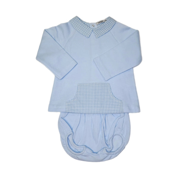 V Neck Bloomer Set Sky Blue - Born Childrens Boutique