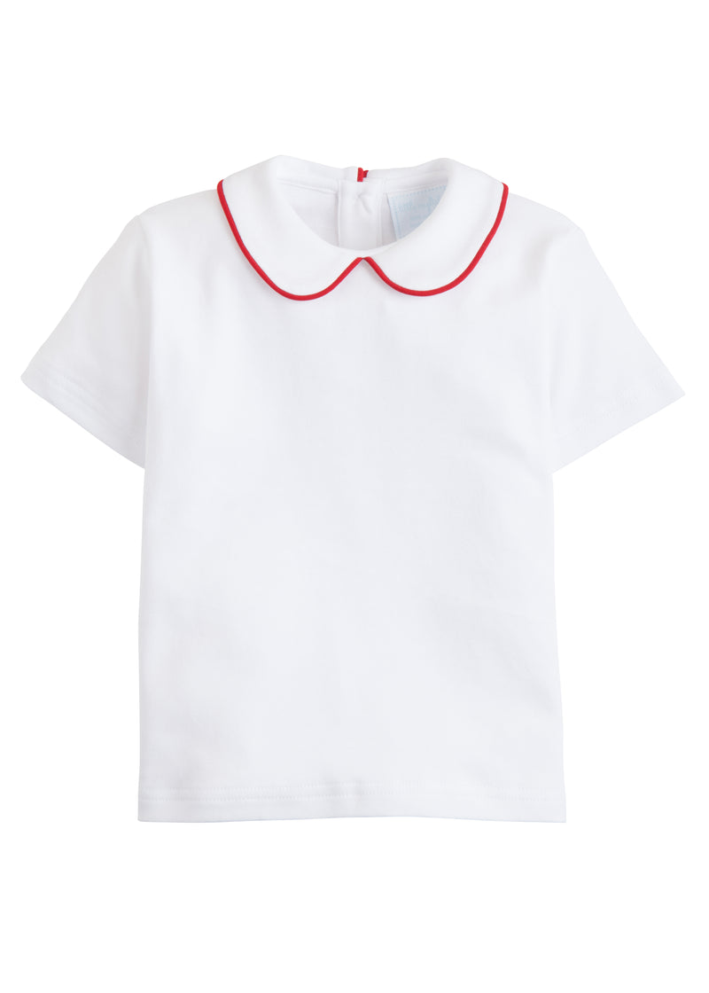 Piped Peter Pan Short Sleeve - Red - Born Childrens Boutique