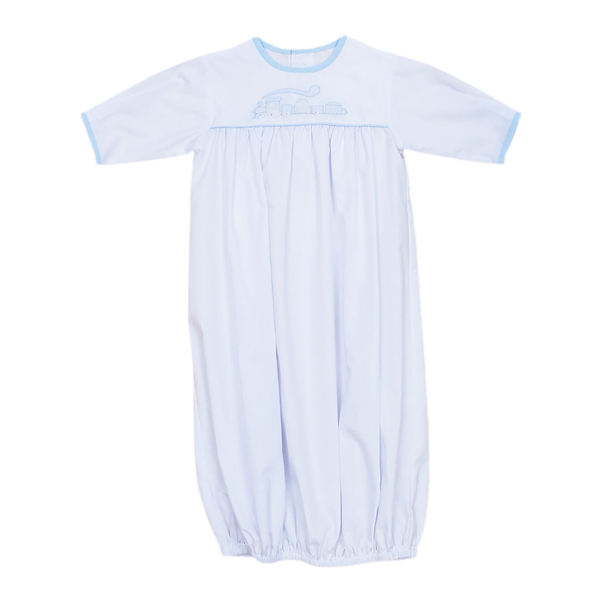 Boy Saque White/Blue Train - Born Childrens Boutique