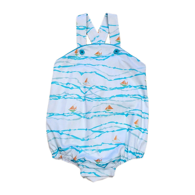 Sea Salt Print Cross Back Bubble - Born Childrens Boutique