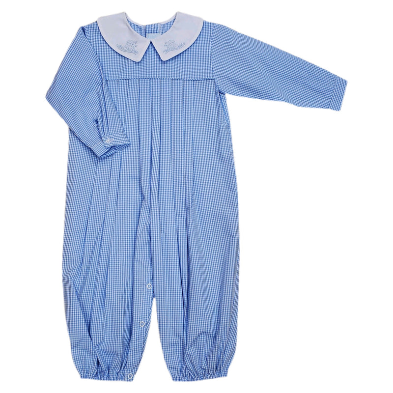 Auraluz Blue Check Train Longall - Born Childrens Boutique