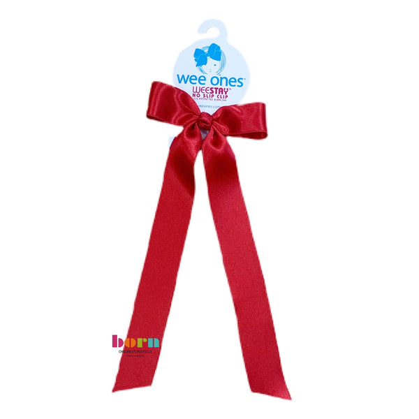 Wee Ones Ruby Satin Bow with Tail - Born Childrens Boutique