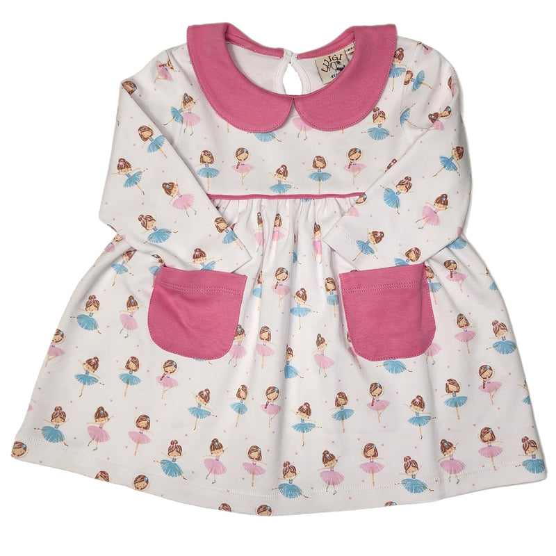 Lt Bubblegum Ballerina Print Dress - Born Childrens Boutique