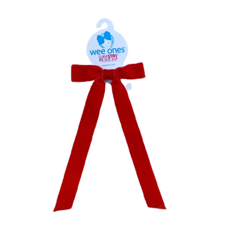 Wee Ones Red Velvet Bow with Tail - Born Childrens Boutique