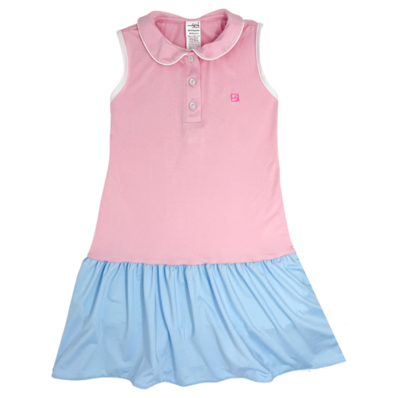 Pre-Order Set Athleisure Darla Dropwaist Dress - Light Pink / Light Blue - Born Childrens Boutique