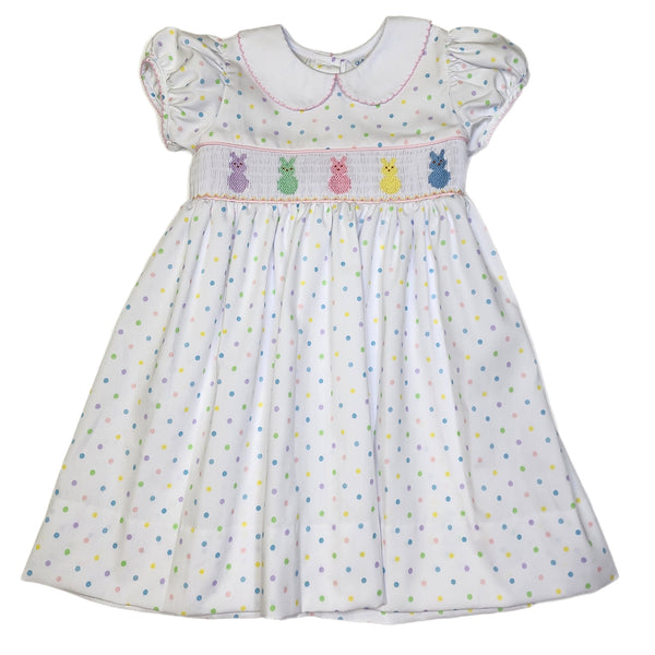 Rose Peep Smocked Waist Dress - Born Childrens Boutique